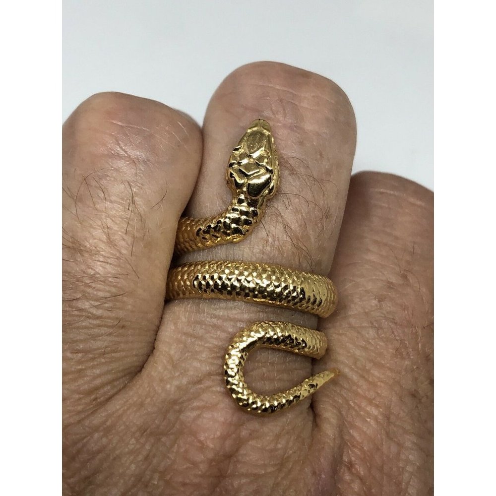 Vintage Snake Ring Golden Stainless Steel Mens Siz